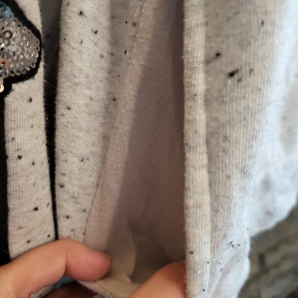 Victoria Secret Pink Bling Sequin Logo Dog Hooded Pullover 1/4 Zip Gray Black LG - Picture 11 of 12